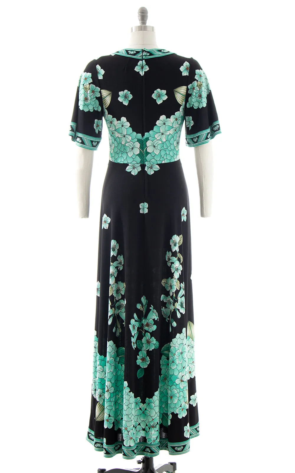 1970s Floral Jersey Maxi Dress | small/medium