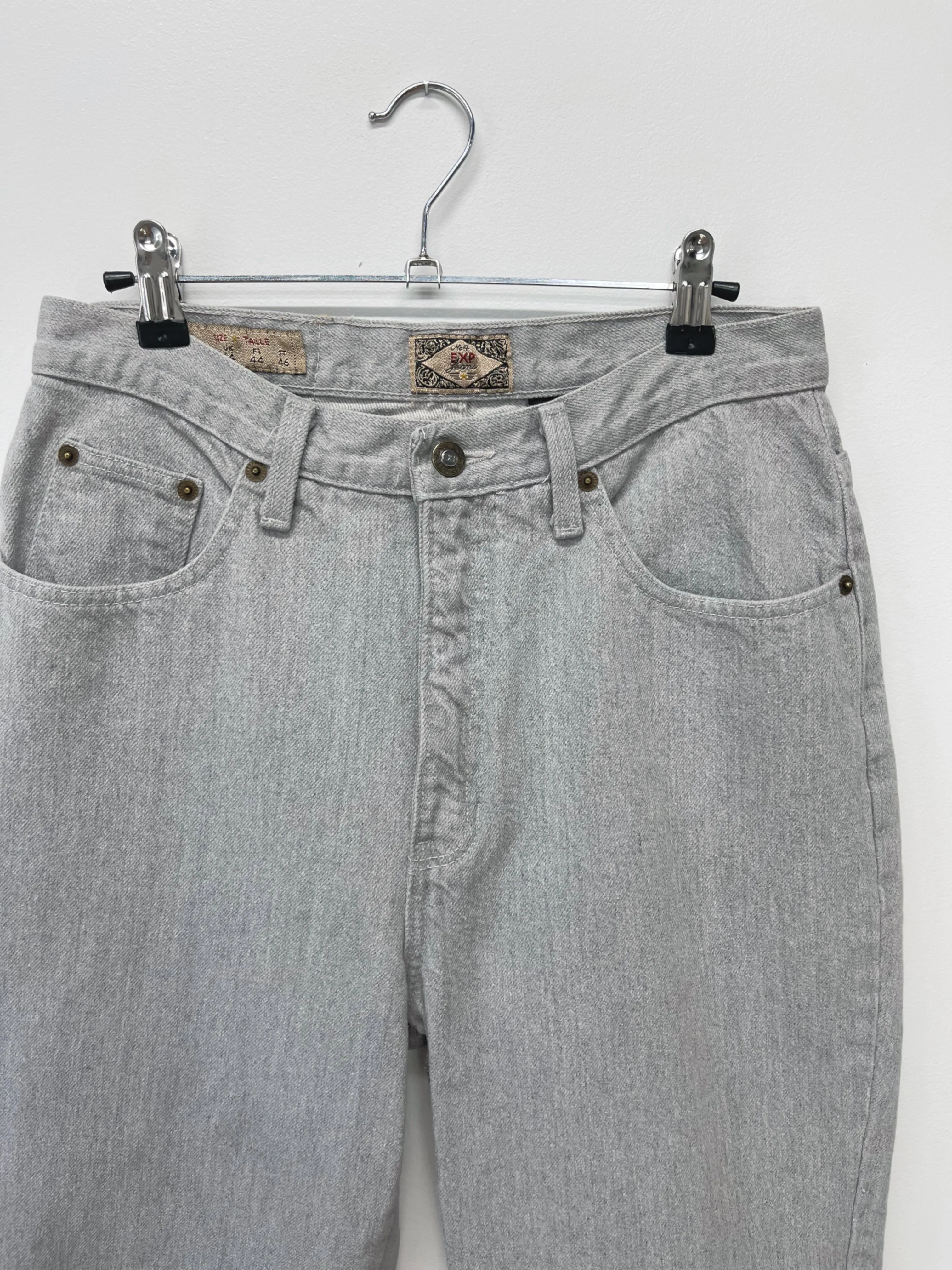 80s Vintage Express High Waisted Grey Jeans (W29")