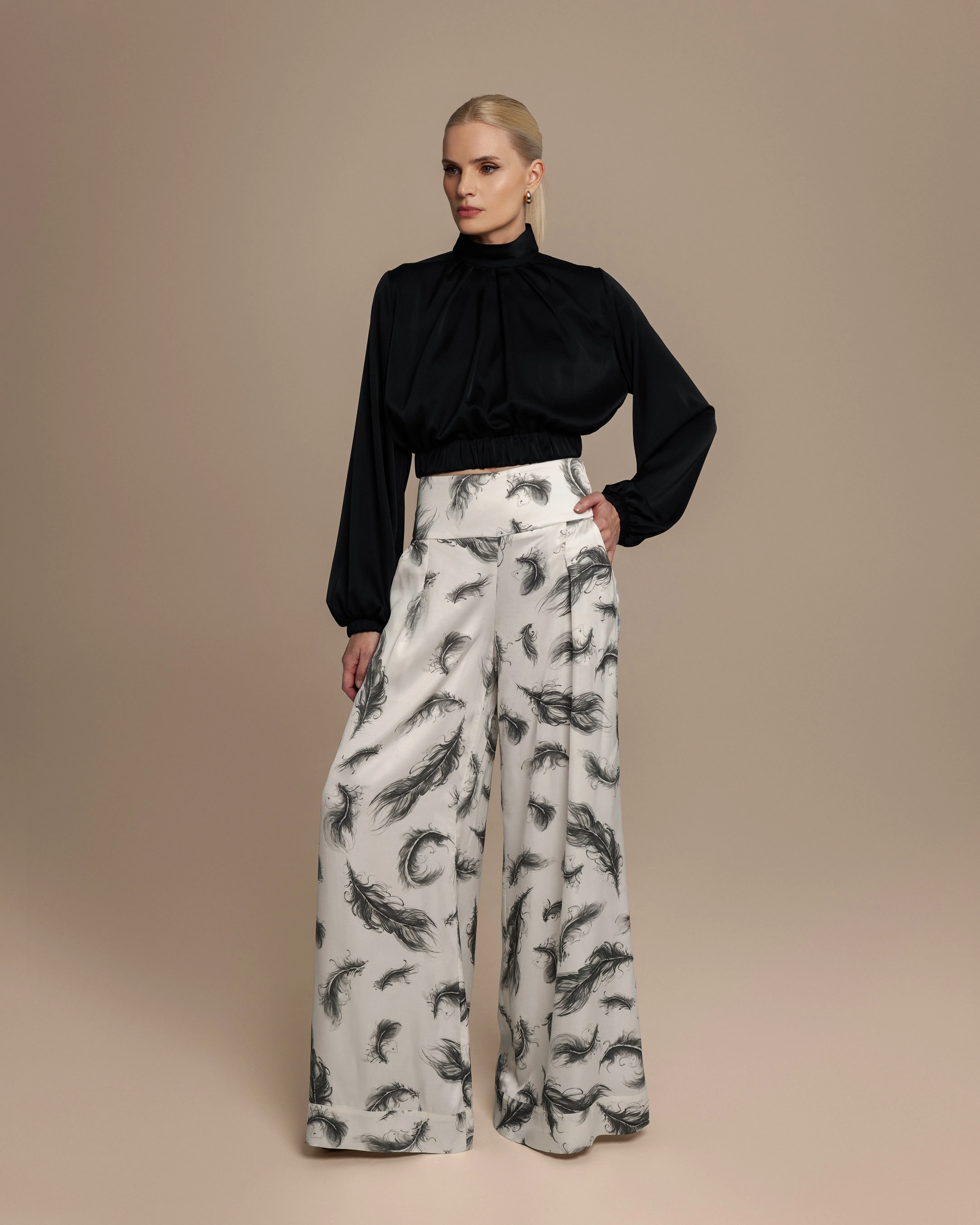 Avery Feather Palazzo Pants