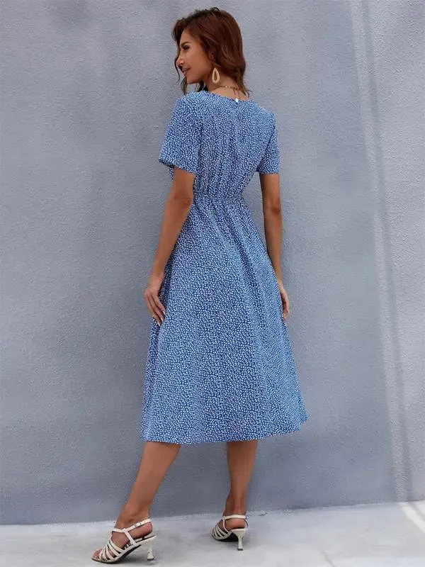 Blue Zone Planet |  Emma's Ditsy Fresh Short-Sleeve Midi Dress