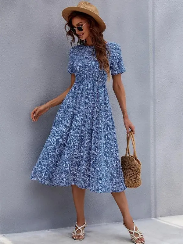 Blue Zone Planet |  Emma's Ditsy Fresh Short-Sleeve Midi Dress