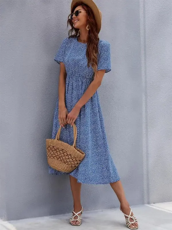 Blue Zone Planet |  Emma's Ditsy Fresh Short-Sleeve Midi Dress