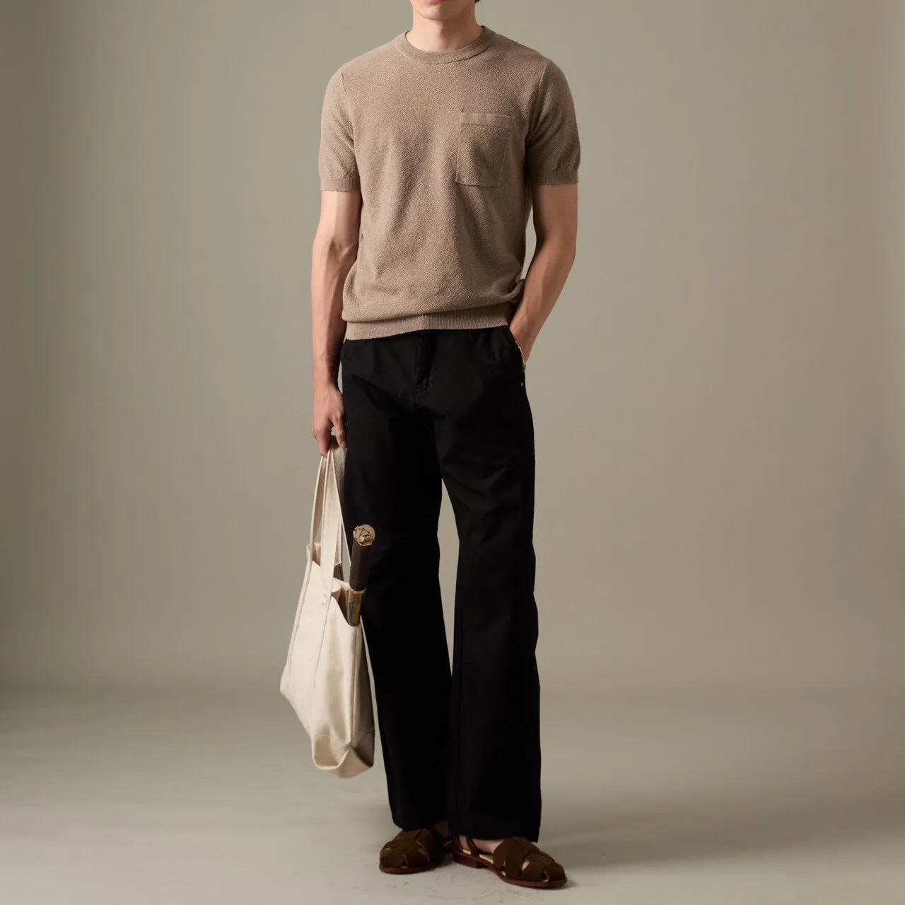 BRANDON KNIT TEE - BROWN