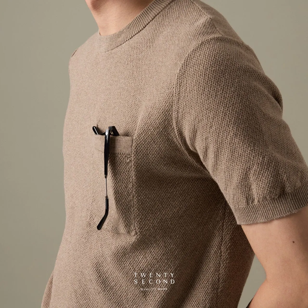 BRANDON KNIT TEE - BROWN