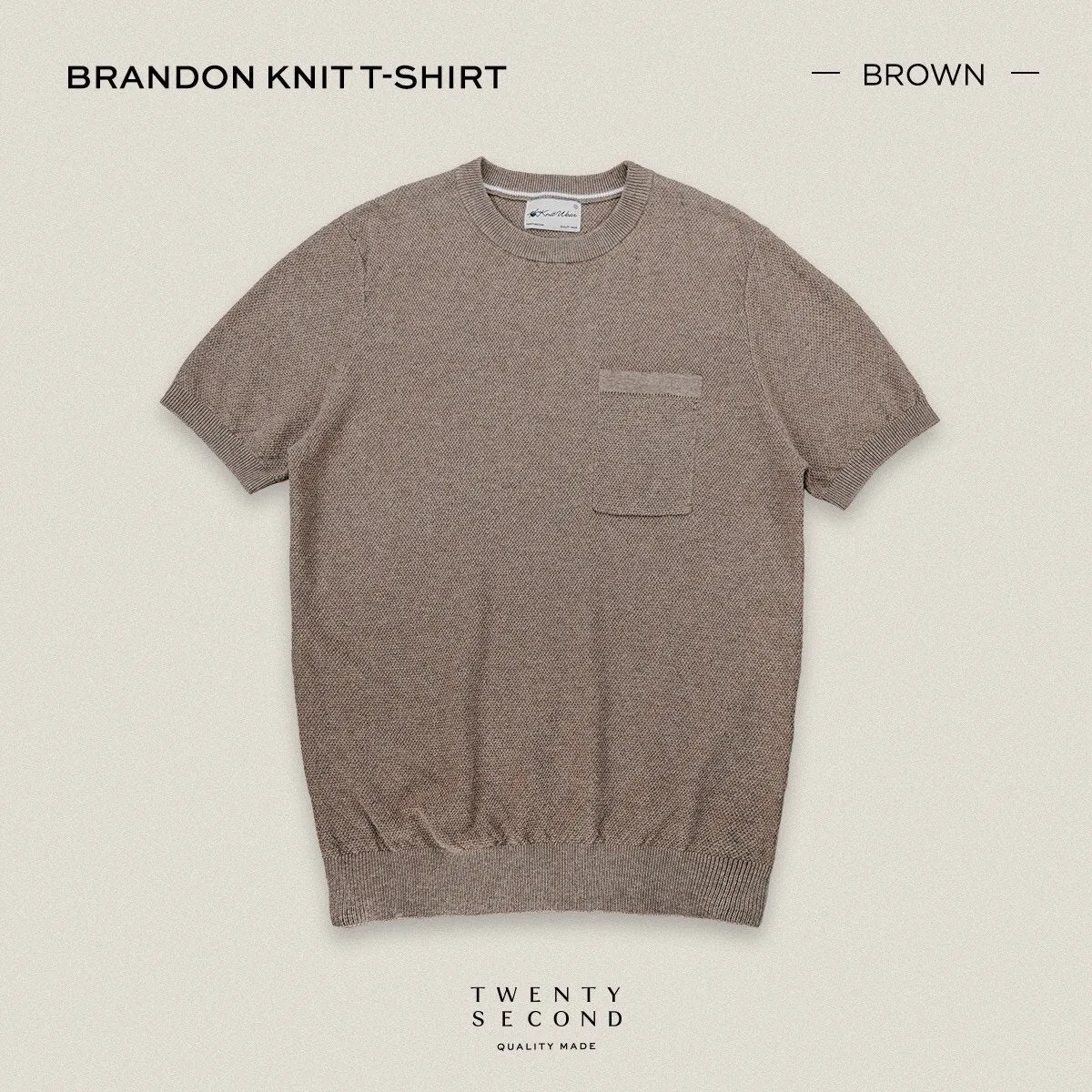 BRANDON KNIT TEE - BROWN
