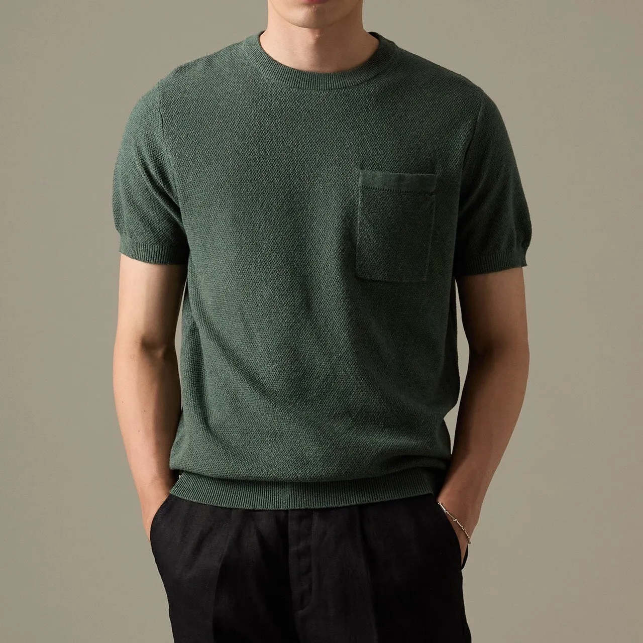 BRANDON KNIT TEE - GREEN