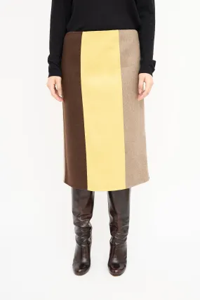 Brown & Yellow Colour Block Skirt