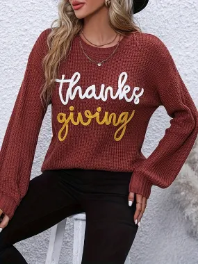 Casual Letters All-Match round Neck Pullover Knitted Sweater
