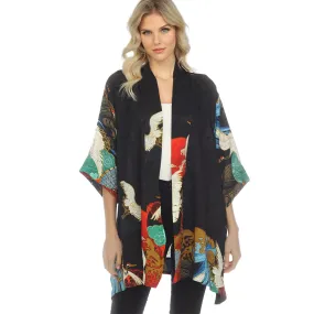 Citron Sun Waves & Crane Print Kimono - 0917-SWC