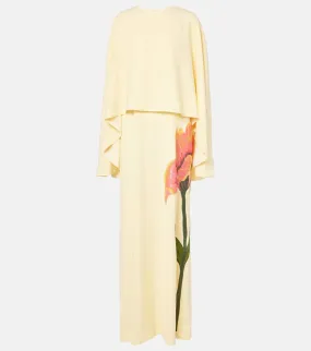 Costarellos Meena floral cr√É¬™pe gown