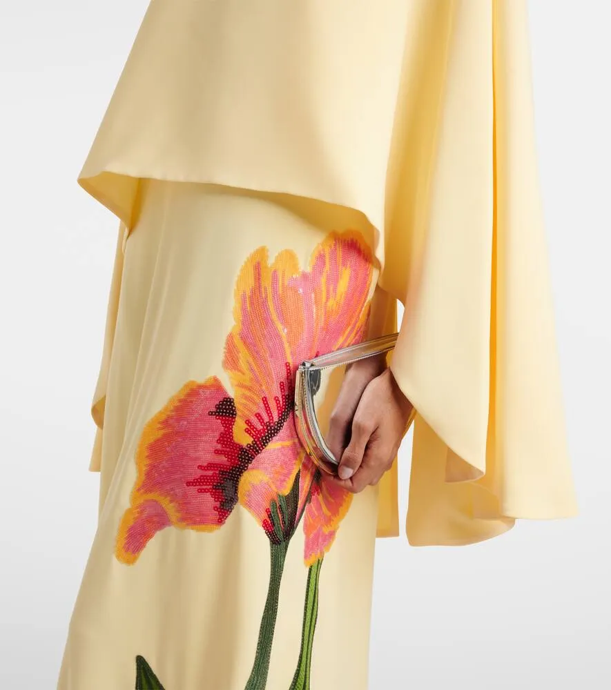 Costarellos Meena floral cr√É¬™pe gown