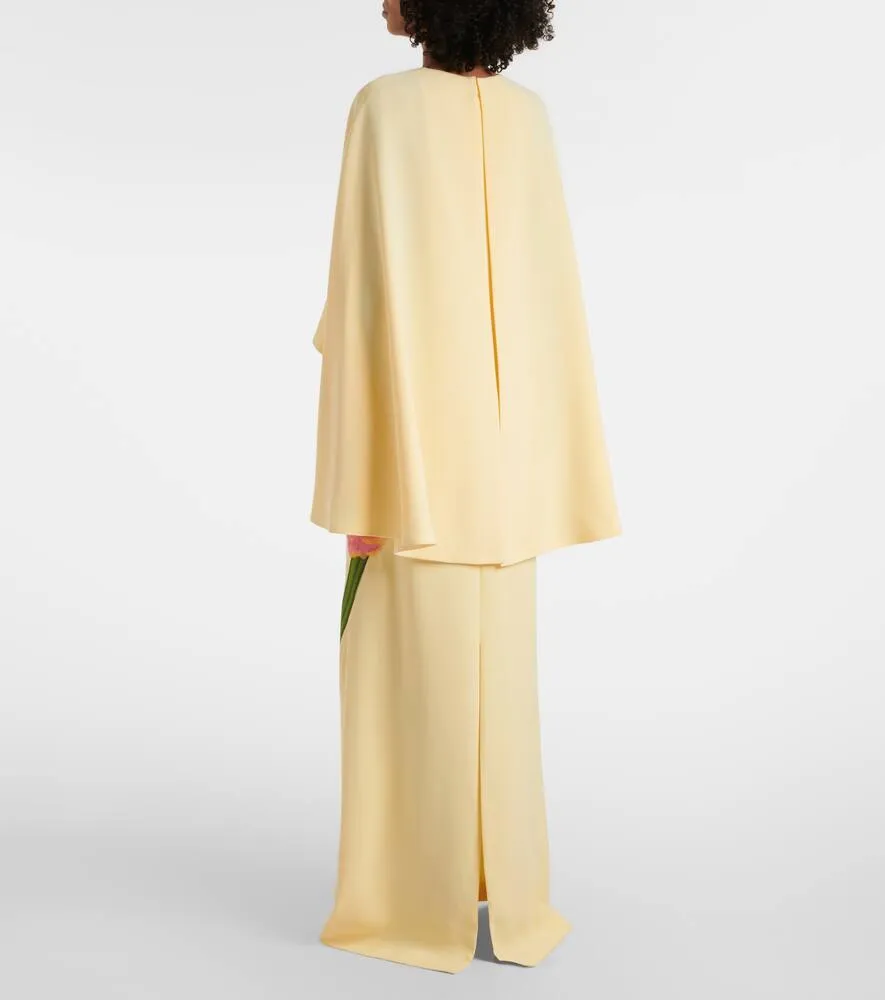 Costarellos Meena floral cr√É¬™pe gown