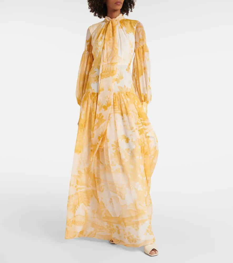 Erdem Printed silk voile gown