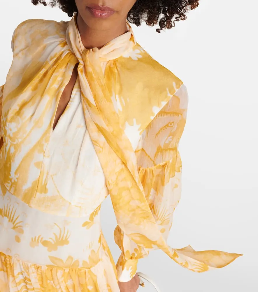 Erdem Printed silk voile gown