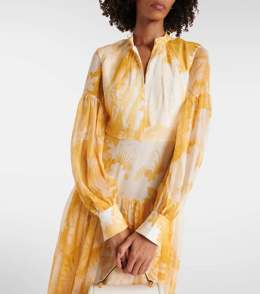 Erdem Printed silk voile gown