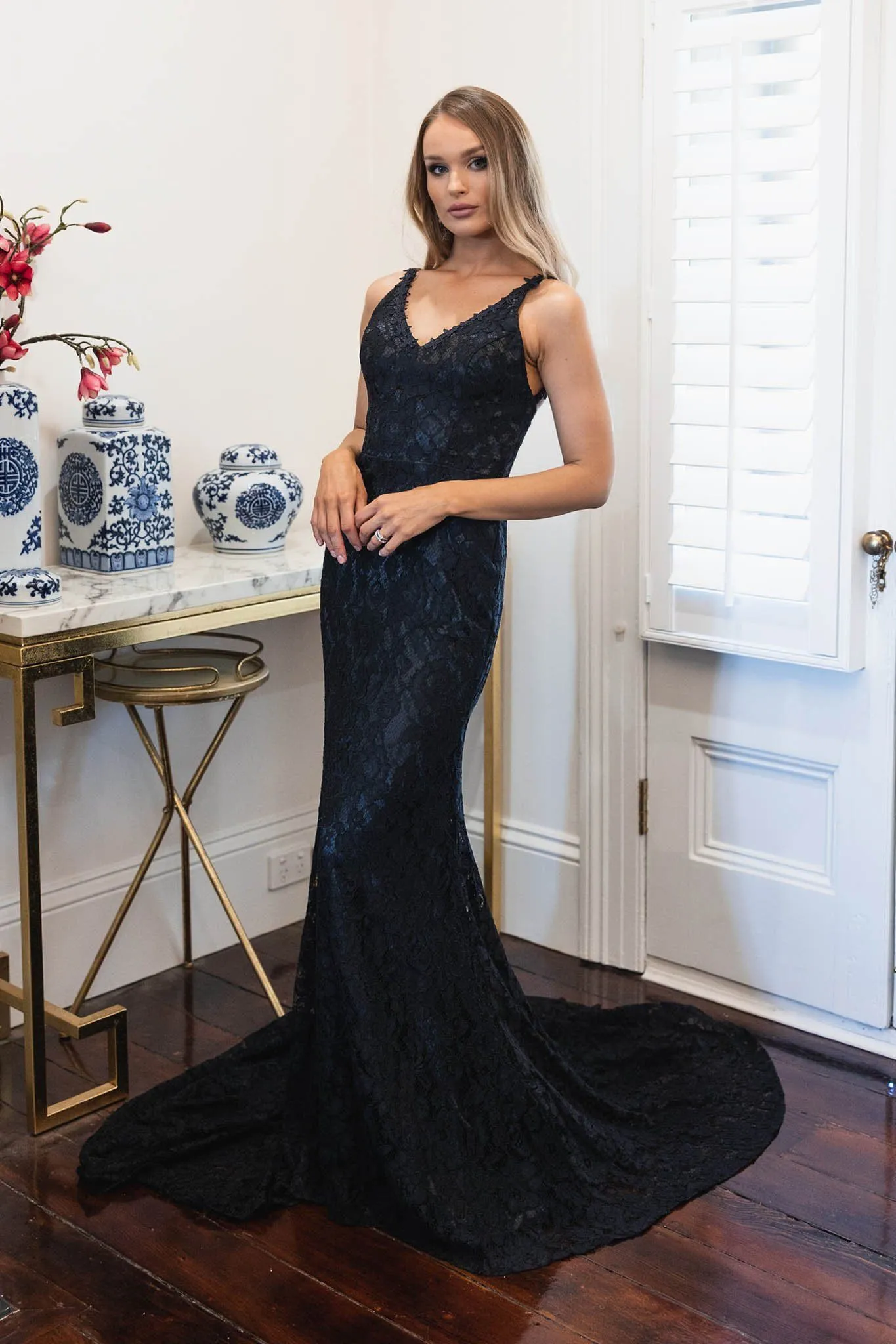 Fiona Lace Gown - Black (Size S - Clearance Sale)