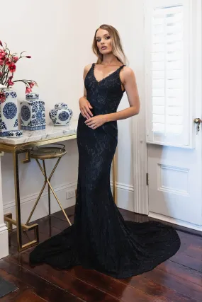 Fiona Lace Gown - Black (Size S - Clearance Sale)