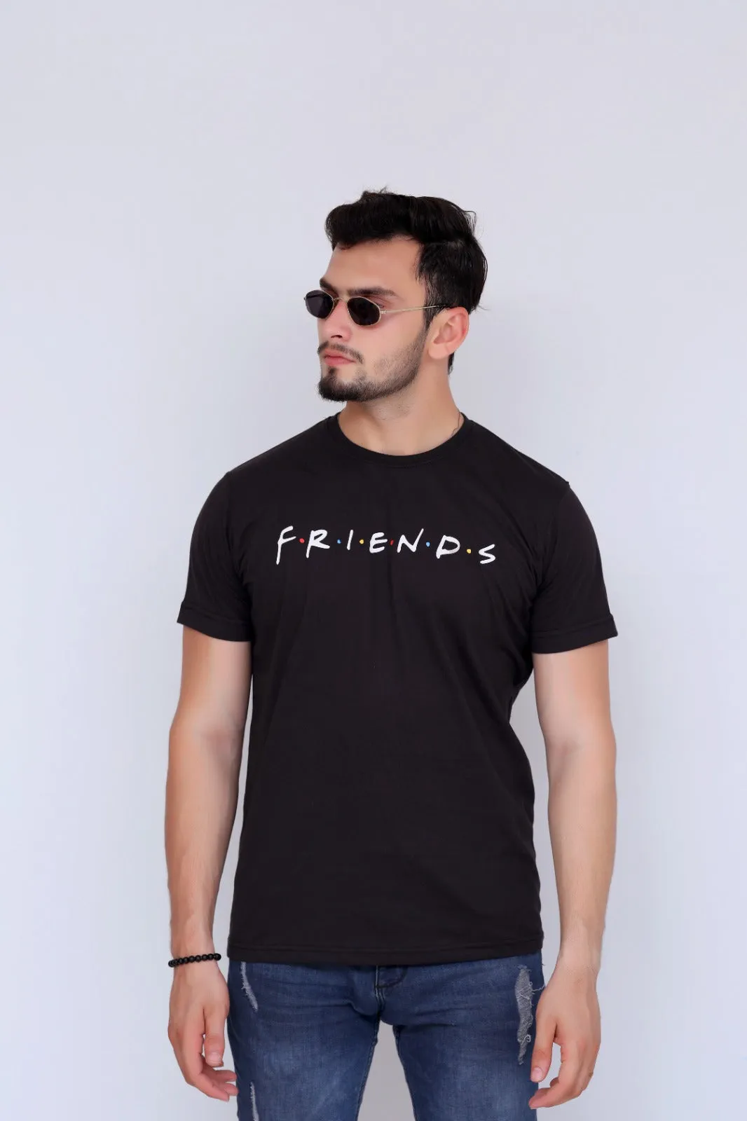 Friends Printed Tee For Him-MTST-0042-Black