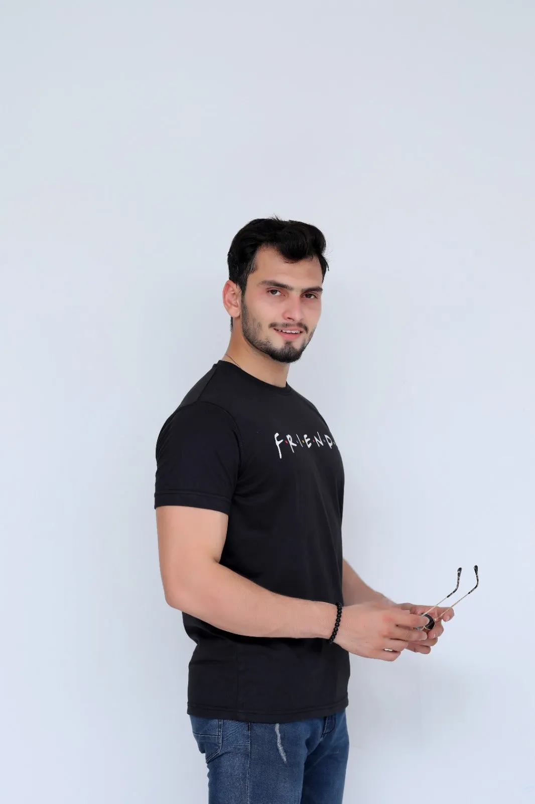 Friends Printed Tee For Him-MTST-0042-Black