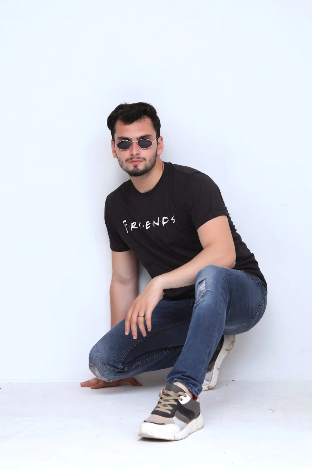 Friends Printed Tee For Him-MTST-0042-Black