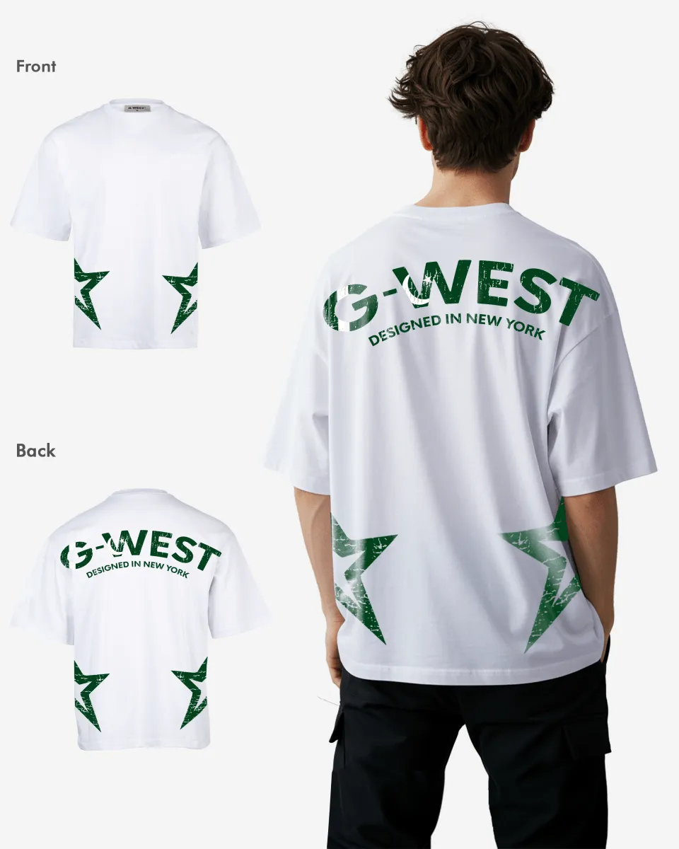 G West Oversized Cricket White T-Shirt : Gwdtfl2404 - 1 Colors