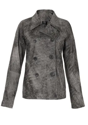 Gianna Double-Breasted Washed Leather Blazer
