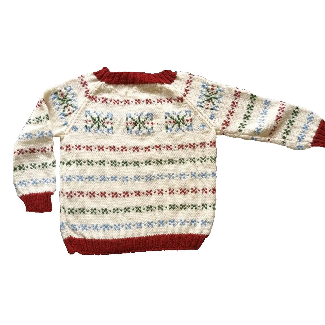 Kids Pullover/Sweater | Multi Colour Floral Pattern | Hand Knit & Woollen | Cream