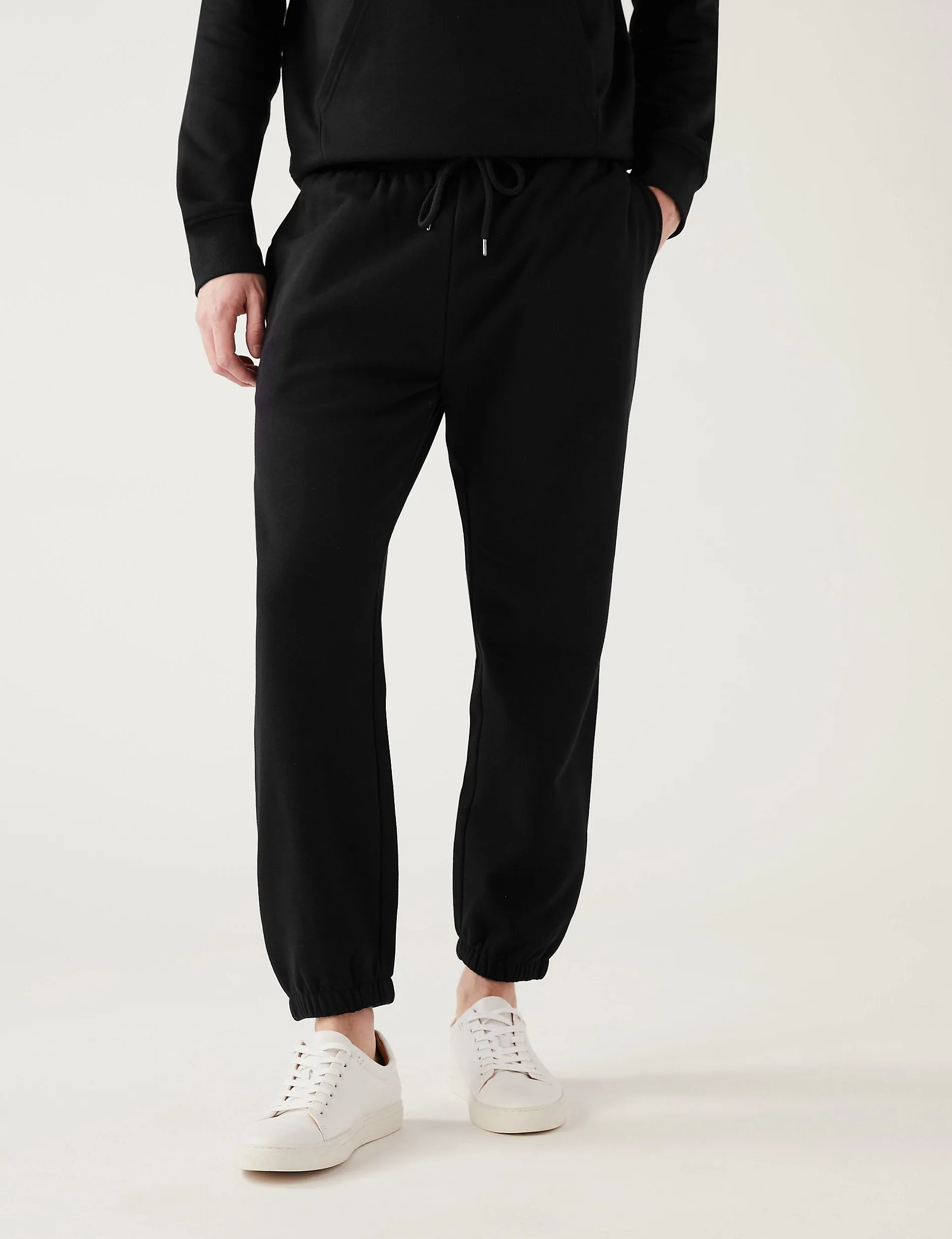 Marks & Spencer Relaxed Cotton Content Joggers, Black