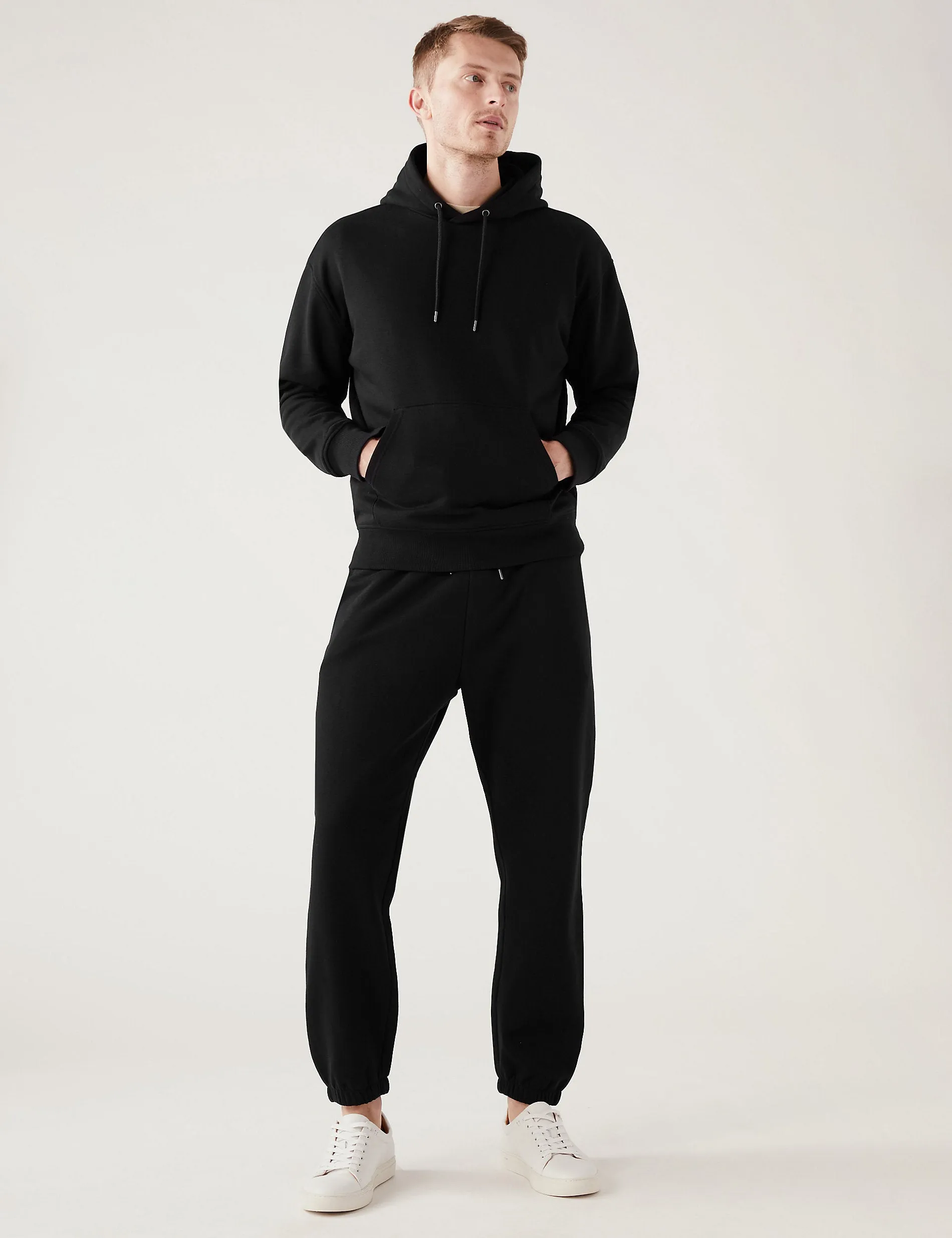 Marks & Spencer Relaxed Cotton Content Joggers, Black