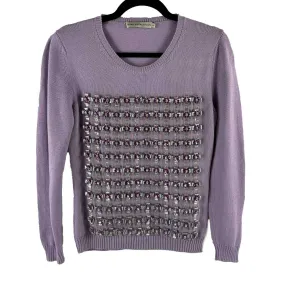 Mary Katrantzou - Crystal Flower Knit Sweater Top - Lilac, Purple, Grey - S