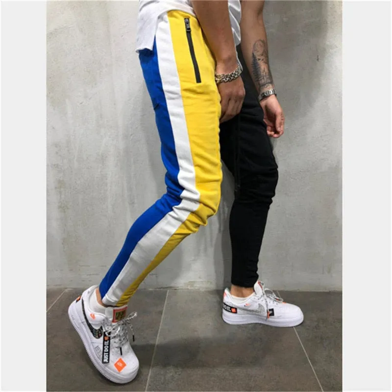 Men's Casual Yellow & Black Sport Jogger Pants