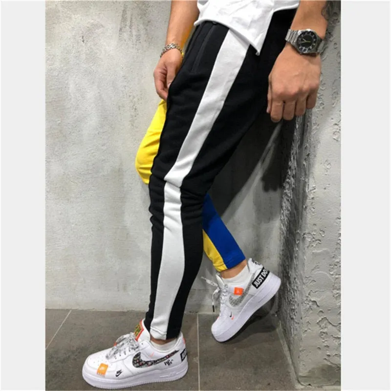 Men's Casual Yellow & Black Sport Jogger Pants