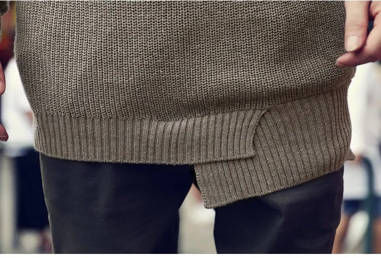 Men's Spring/Autumn Warm Woolen Slim Fit Irregular Design Pullover
