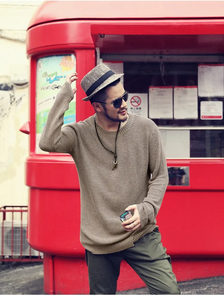 Men's Spring/Autumn Warm Woolen Slim Fit Irregular Design Pullover