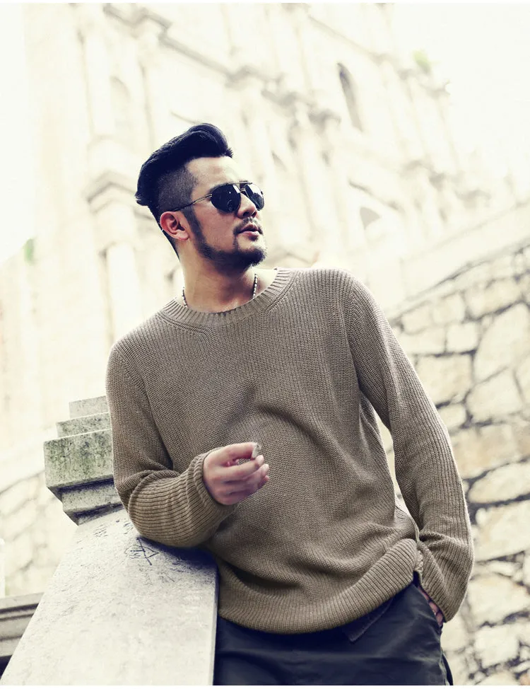 Men's Spring/Autumn Warm Woolen Slim Fit Irregular Design Pullover