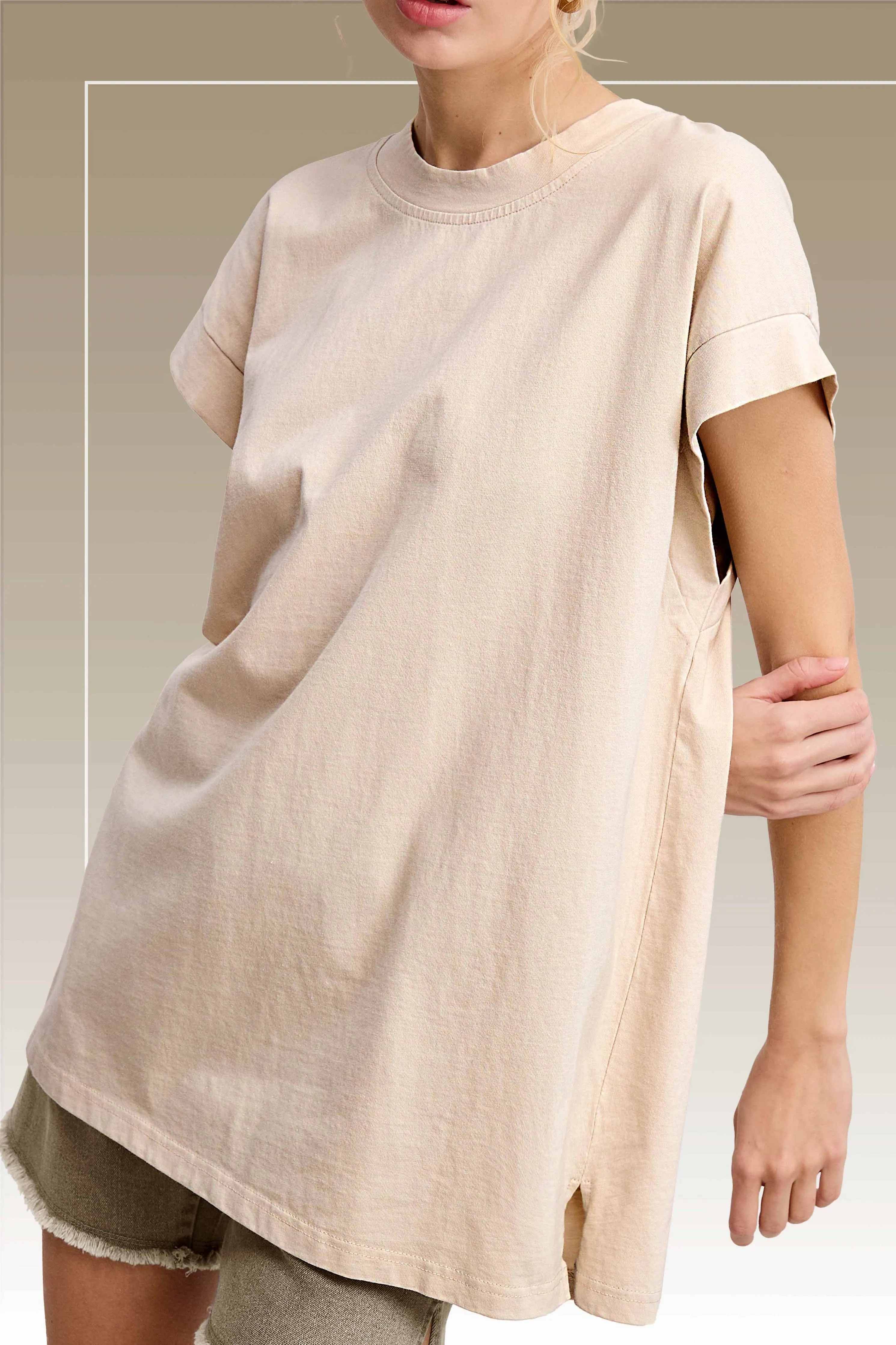Mineral Washed Crew Neck Top