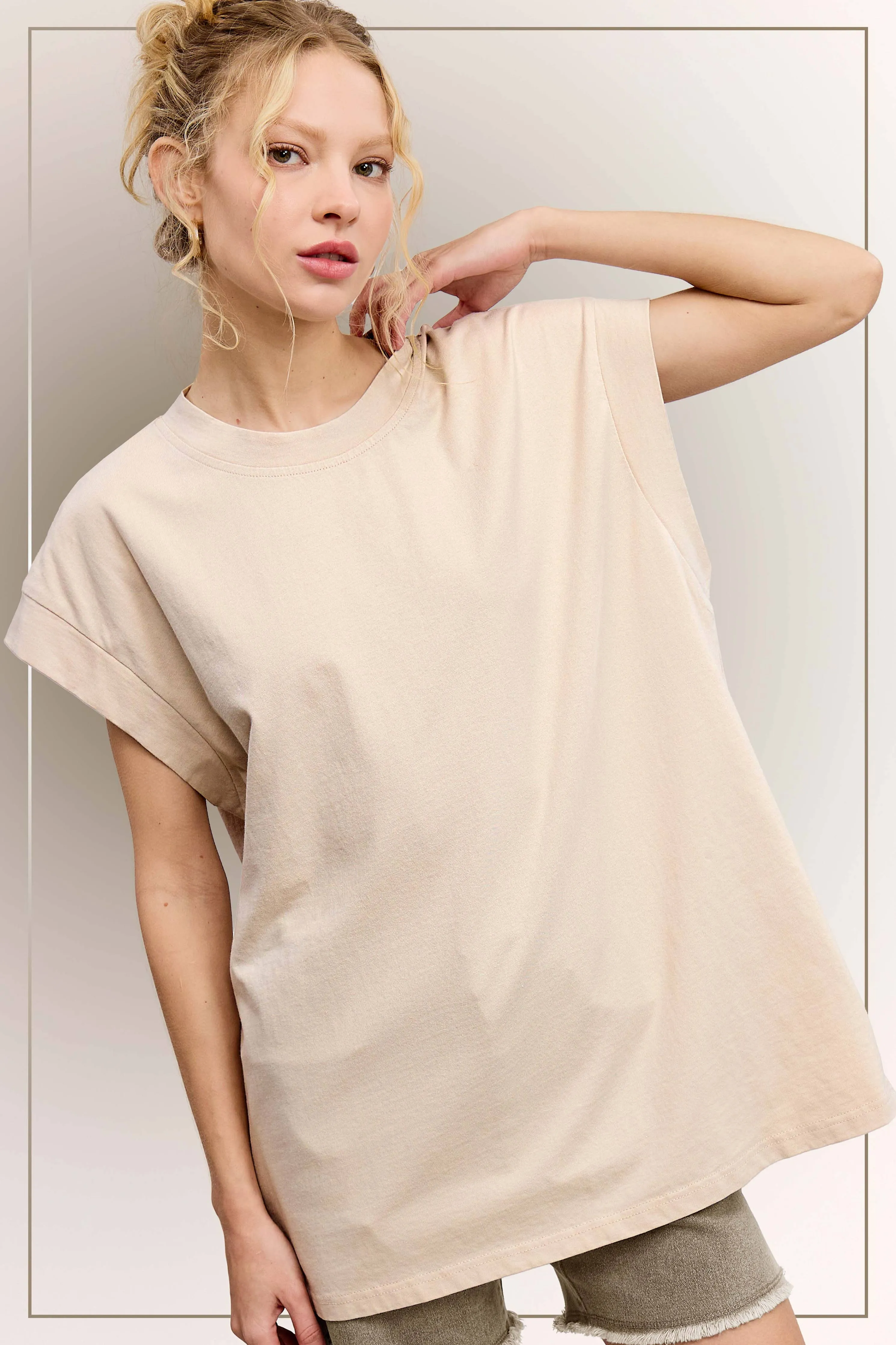 Mineral Washed Crew Neck Top