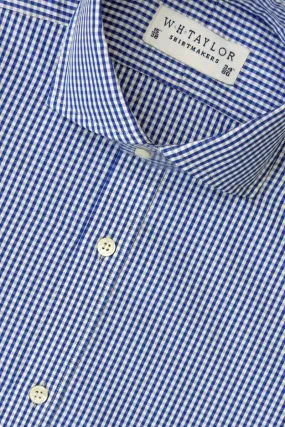 Navy Small Gingham Check Poplin Men's Bespoke Shirt