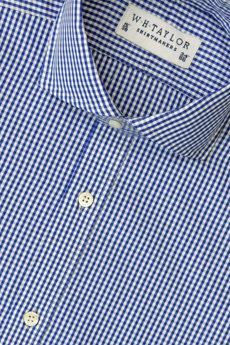 Navy Small Gingham Check Poplin Men's Bespoke Shirt
