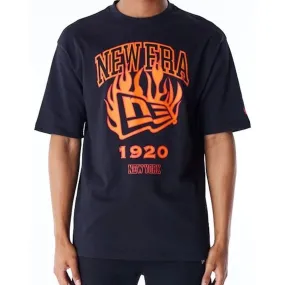 New Era Flag Flame Oversized Tee - Black