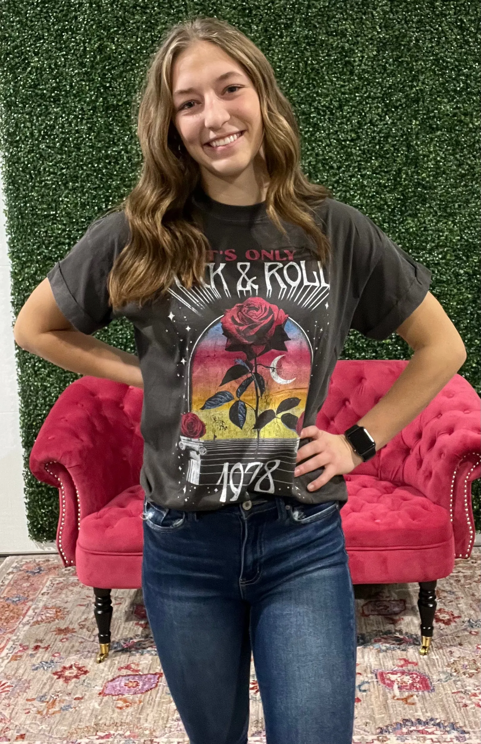 Only Rock & Roll Rose Tee