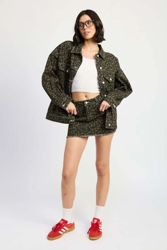 Oversized Printed Denim Jacket