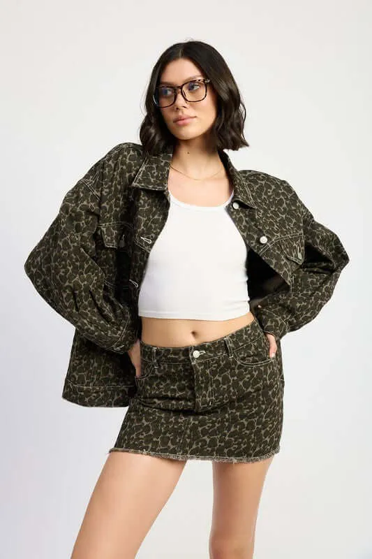 Oversized Printed Denim Jacket