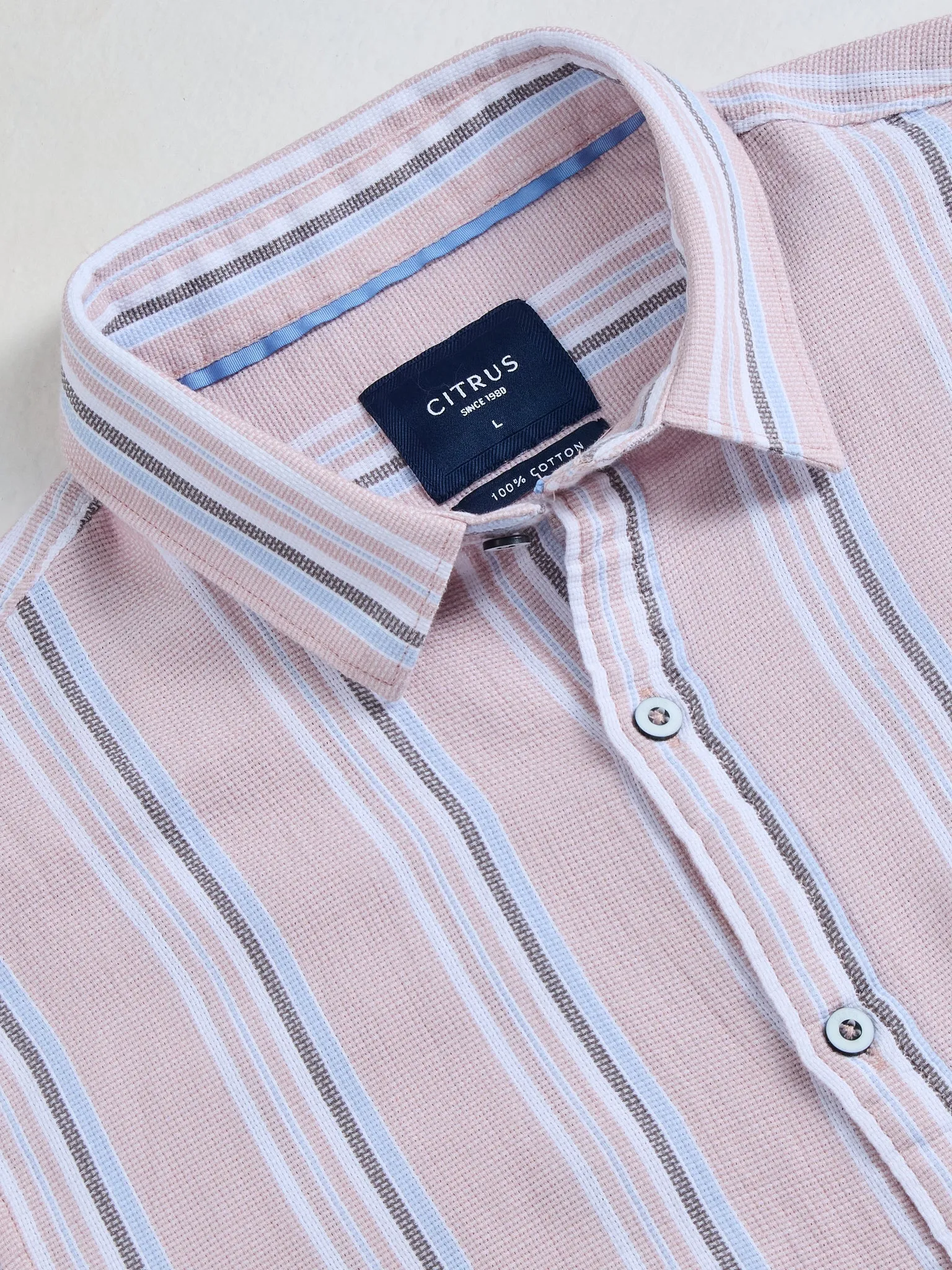 Peach Striped Cotton Shirt