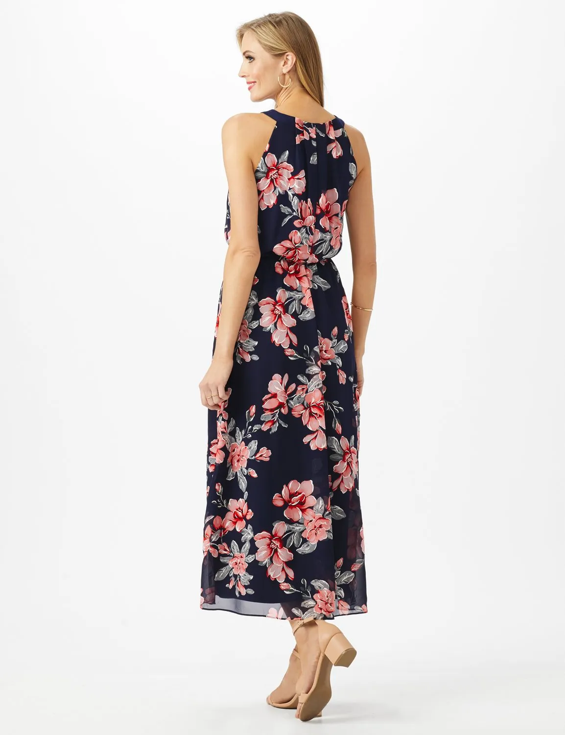 Petite Halter Neck Floral  Maxi Dress