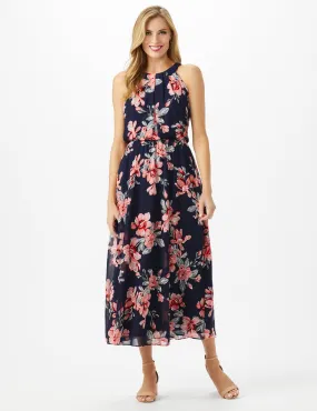 Petite Halter Neck Floral  Maxi Dress