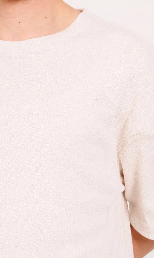R205824 - Textured Oversized T-Shirt  Off-White