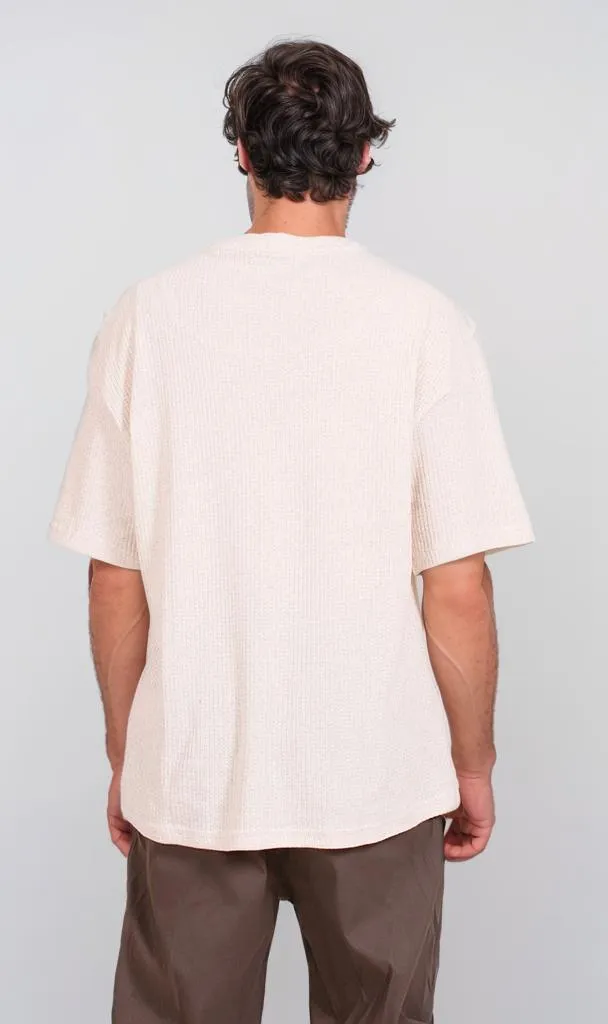 R205824 - Textured Oversized T-Shirt  Off-White