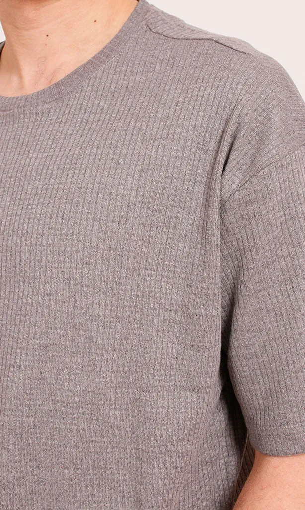 R205826 - Textured Cotton Blend T-Shirt  Grey