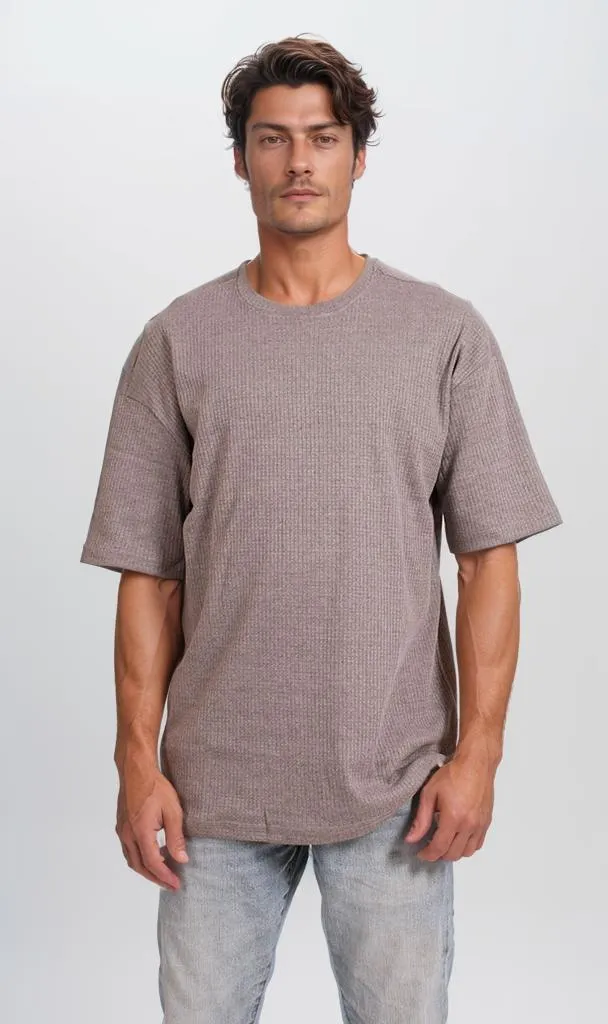 R205826 - Textured Cotton Blend T-Shirt  Grey